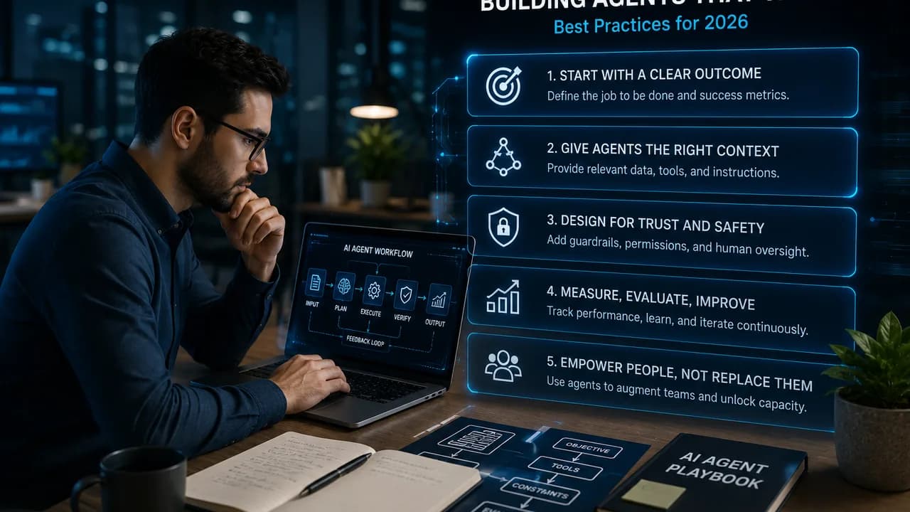 An engineer reviewing an AI agent workflow with governance, safety, and human oversight controls